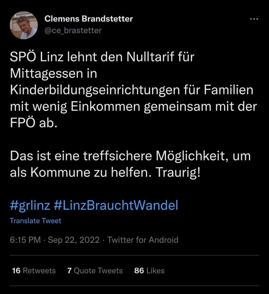 Kein Nulltarif für Kindermittagessen dank SPÖ und FPÖ